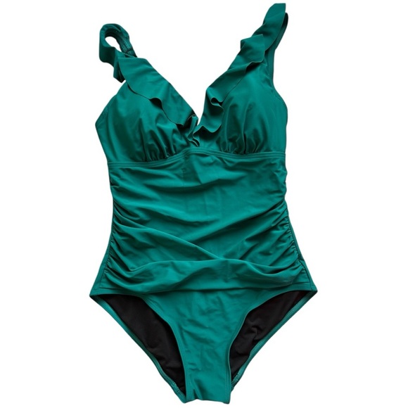 DKNY One Piece Ruffle V-Neck Bathing Swim Suit
Green Women’s Size 12 - Picture 8 of 14